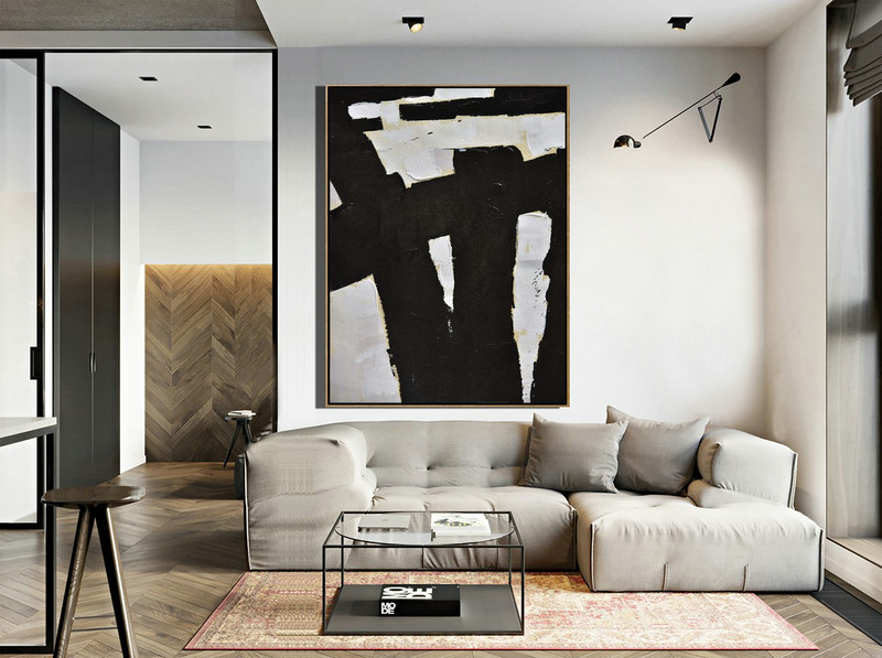Extra Large Abstract Painting On Canvas,Minimalist Painting On Canvas, Palette Knife Vertical Minimal Art - Big Canvas Painting
